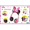image:imageeKids Minnie Mouse Kids Bluetooth Headphones Wireless with Microphone Includes Aux Cord Volume Reduced Foldable Headphones for School Home or Travel Pink