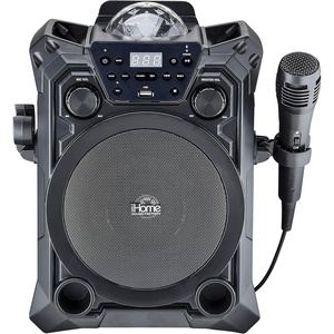 image:imageiHome Karaoke Machine with Bluetooth Speaker and Wired Microphone Designed for Kids and Adults Includes USB Recording Feature and Party Lights
